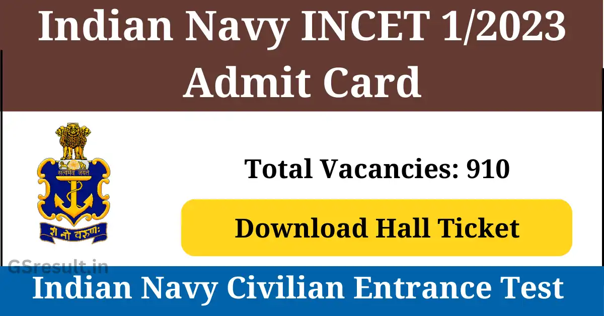 Navy INCET 1/2023 Admit Card 2024