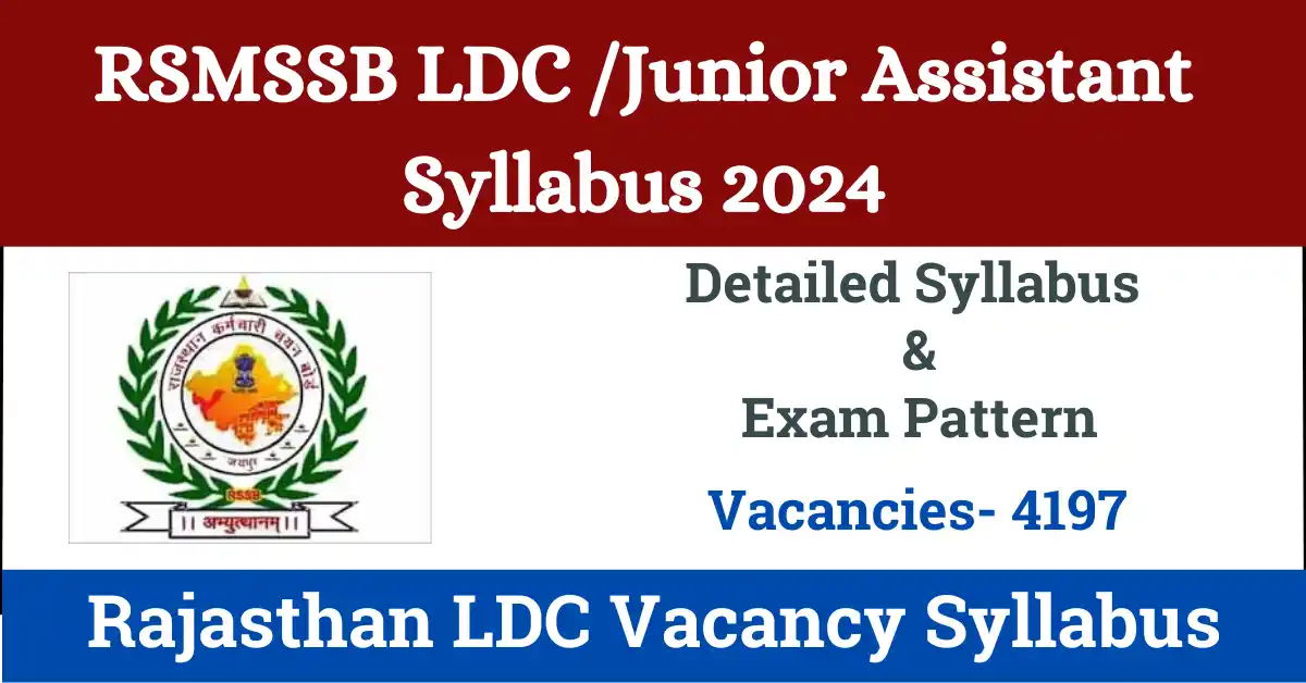 RSMSSB LDC Junior Assistant Syllabus 2024