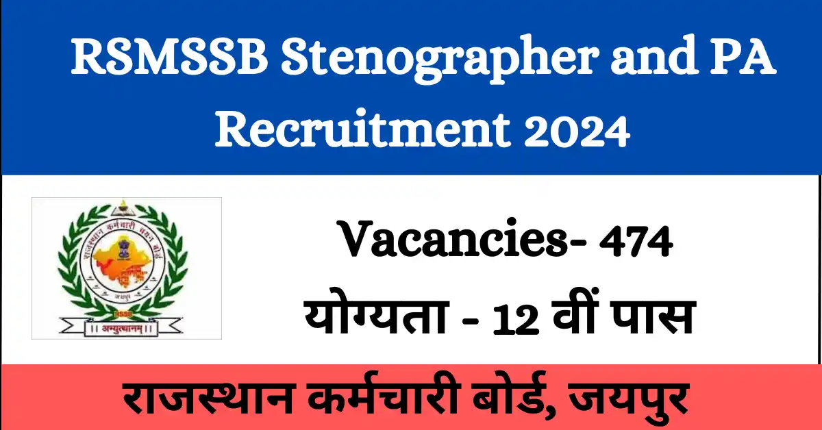 RSMSSB Stenographer and PA Recruitment 2024