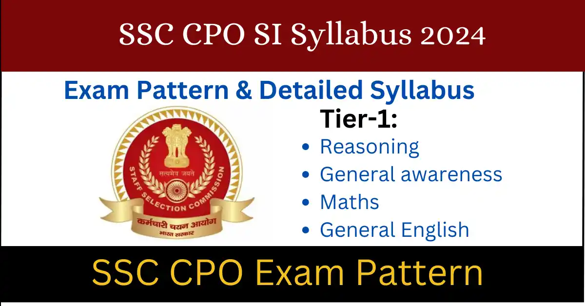 SSC CPO SI Syllabus 2024 & Exam Pattern GS Result