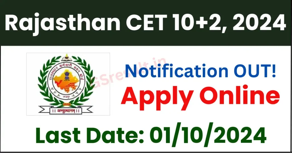 Rajasthan RSMSSB CET 10+2 Notification 2024