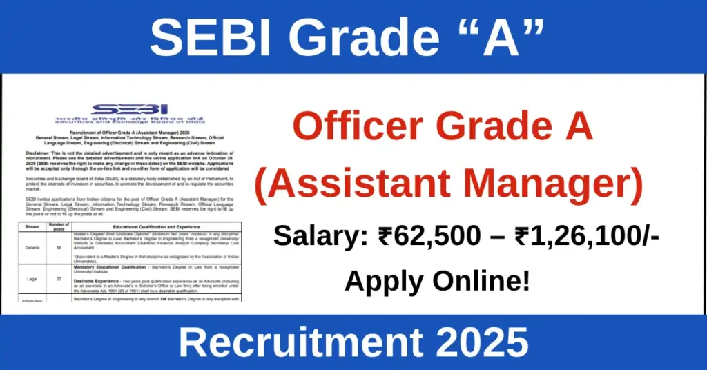 SEBI Grade A Recruitment 2025EBI Grade A Recruitment 2025